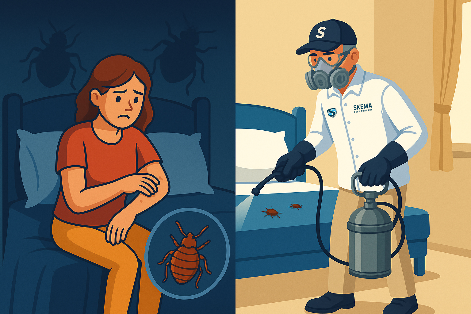 Skema Pest Control Bali sedang bekerja. Bed bug extermination bali, Pembasmi kutu busuk, pembasmi kutu kasur, tungau