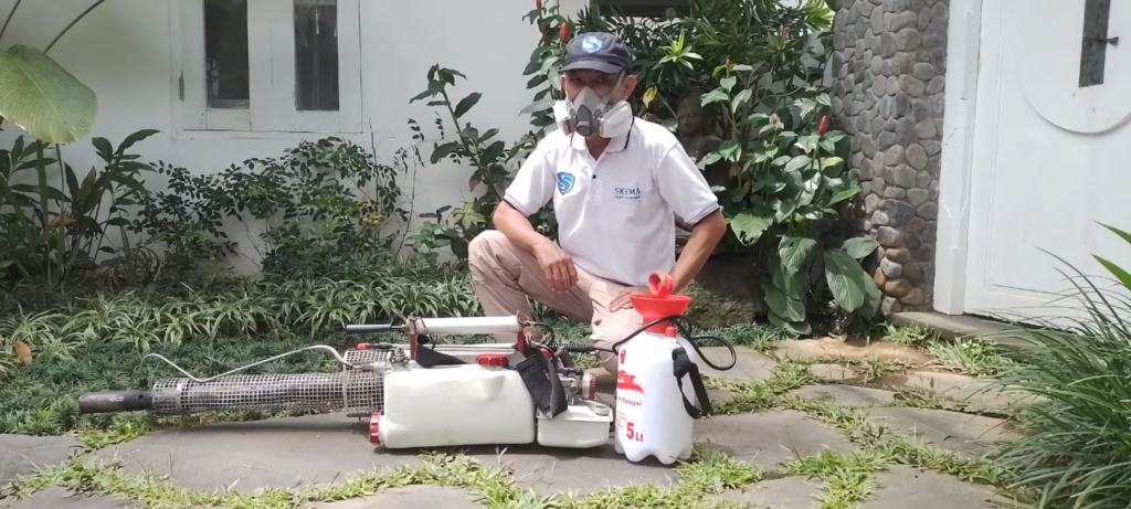 Skema Pest Control Bali sedang bekerja. Bed bug extermination bali, Pembasmi kutu busuk, pembasmi kutu kasur, tungau